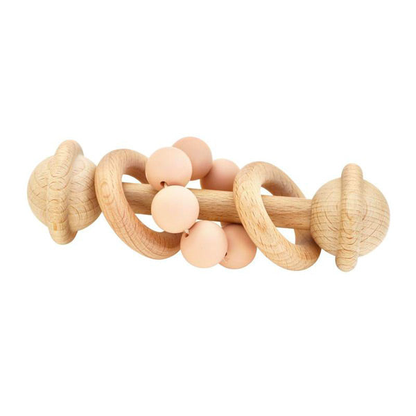 OB Designs Beechwood Silicone Rattle Toy - Blush Pink