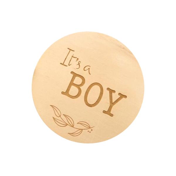 One.Chew.Three Wooden Milestone Plaque - 1pk - It's a Boy
