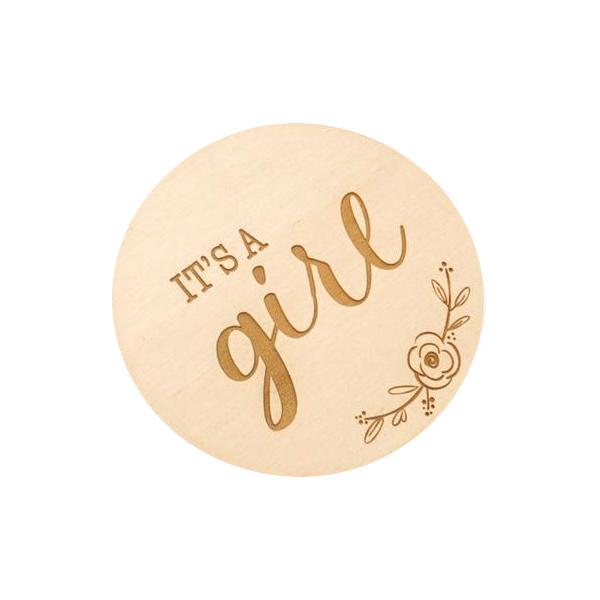 One.Chew.Three Wooden Milestone Plaque - 1pk - It's a Girl