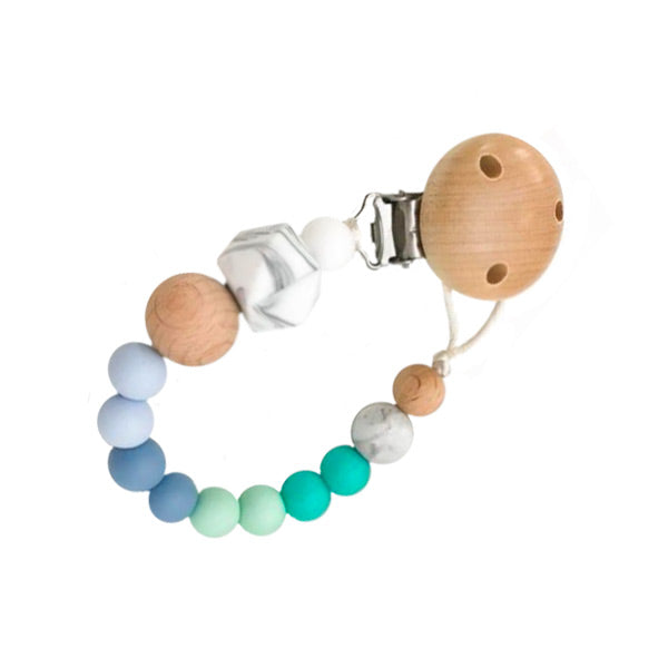 One.Chew.Three Silicone Dummy Holder Clip - Ocean Ombre