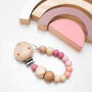 One.Chew.Three Silicone Dummy Holder Clip - Ombre Rose