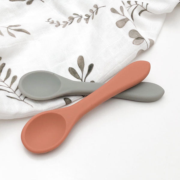 One.Chew.Three Silicone Catch Bib and Spoon Set - Spice