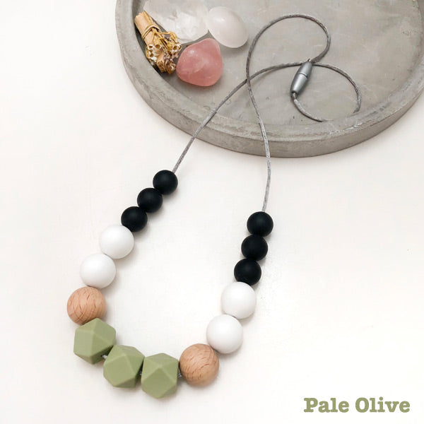 One.Chew.Three Poppy Silicone Necklace - Pale Olive