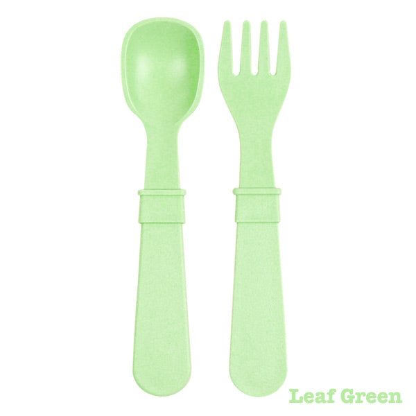 Re-Play Recycled Fork and Spoon Set - Naturals Collection - Leaf Green