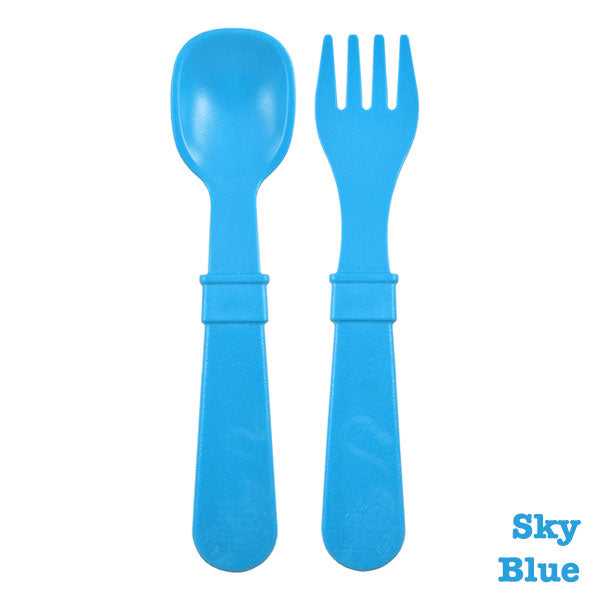 Re-Play Recycled Fork and Spoon - Sky Blue