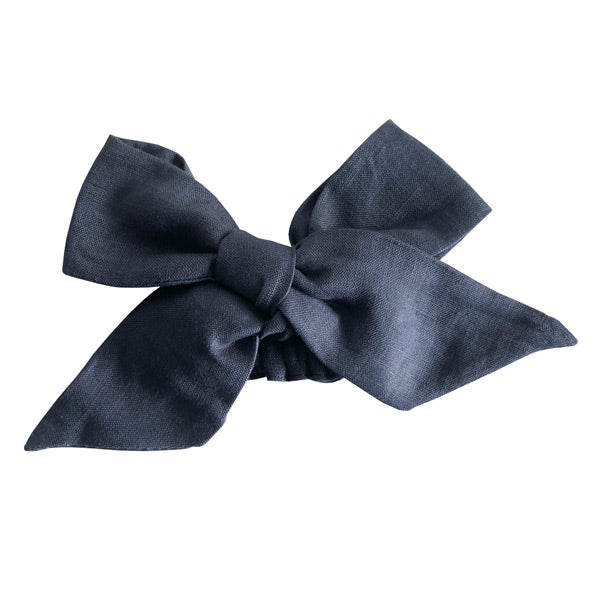 Snuggle Hunny Kids Linen Bow Pre-Tied Headband Wrap - Navy