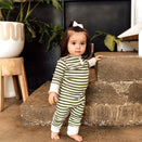 Snuggle Hunny Kids Growsuit - Olive Stripe