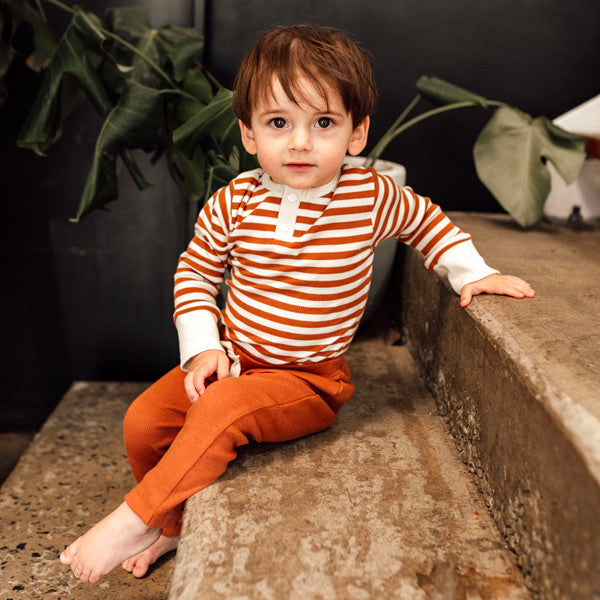 Snuggle Hunny Kids Long Sleeve Bodysuit - Biscuit Stripe