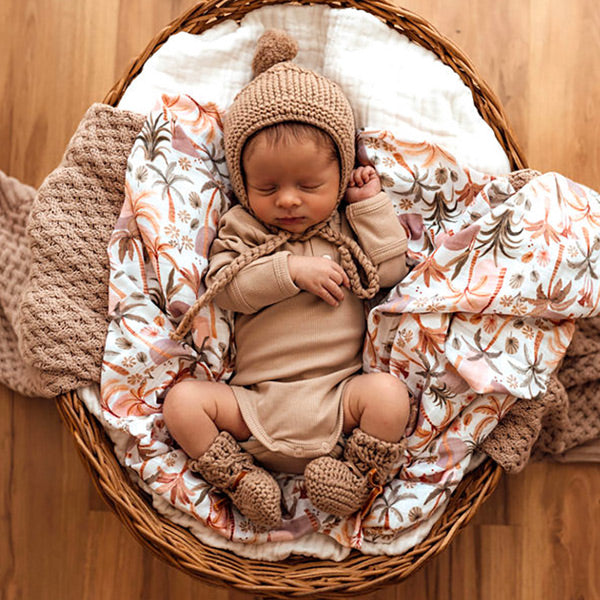 Snuggle Hunny Kids Merino Wool Bonnet and Booties - Fawn