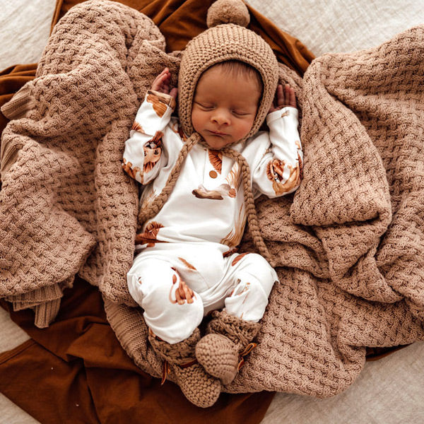 Snuggle Hunny Kids Merino Wool Bonnet and Booties - Fawn