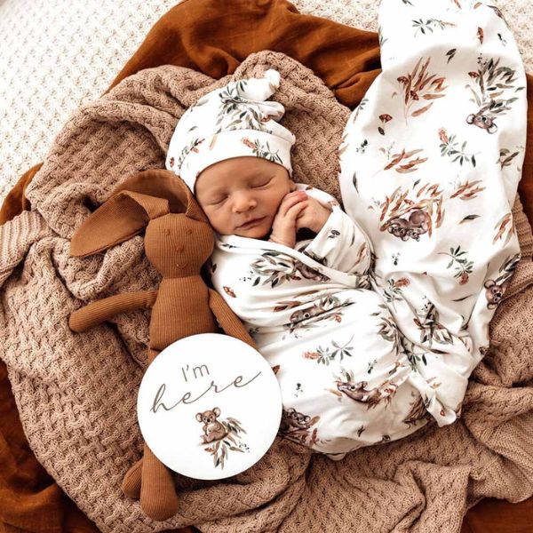 Snuggle Hunny Kids Reversible Milestone Cards - Koala and Gumnut Grey