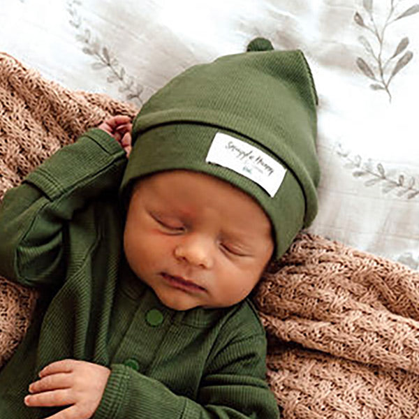Snuggle Hunny Kids Ribbed Knotted Beanie - Olive