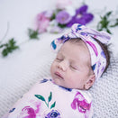Snuggle Hunny Kids Snuggle Swaddle Sack with Matching Headwear - Floral Kiss