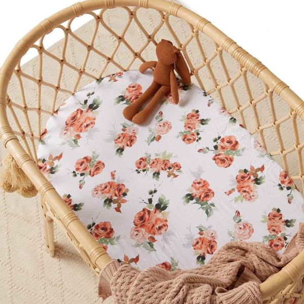 Snuggle Hunny Kids Fitted Bassinet Sheet and Change Pad Cover - Rosebud