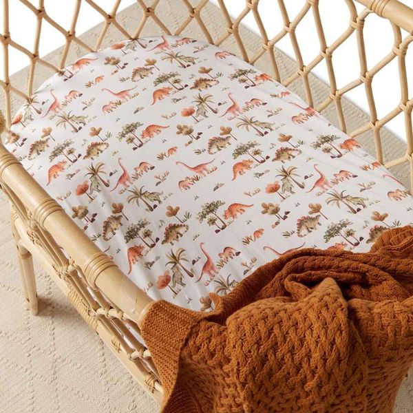 Snuggle Hunny Kids Fitted Bassinet Sheet and Change Pad Cover - Dino