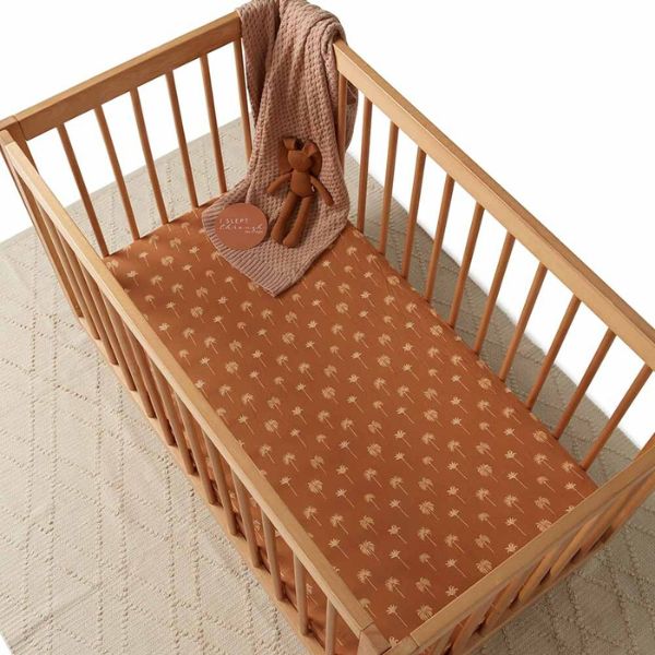 Snuggle Hunny Kids Fitted Cot Sheet - Bronze Palm