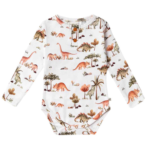 Snuggle Hunny Kids Long Sleeve Bodysuit - Dino Organic