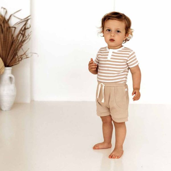Snuggle Hunny Kids Short Sleeve Bodysuit - Pebble Stripe