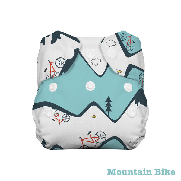 Thirsties Natural AIO Newborn Cloth Nappy - Snap - Mountain Bike