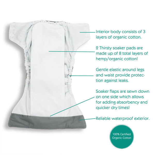 Thirsties Natural AIO One Size Cloth Nappy - Hook and Loop
