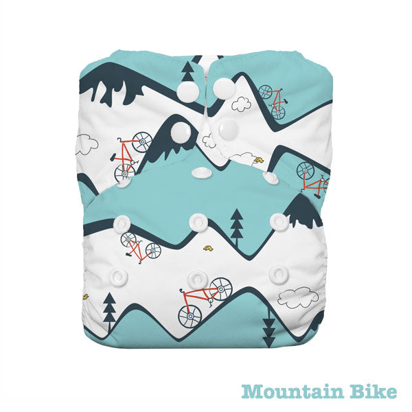 Thirsties Natural AIO One Size Cloth Nappy - Snap - Mountain Bike