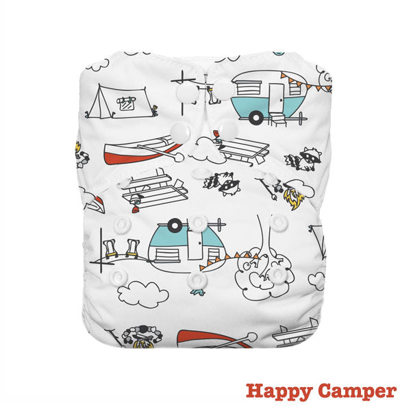 Thirsties Stay Dry Natural AIO One Size Cloth Nappy - Snap - Happy Camper