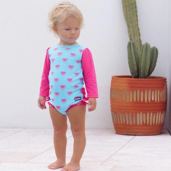 TicTasTogs Nappy Change Swimsuit - Dotty Watermelon