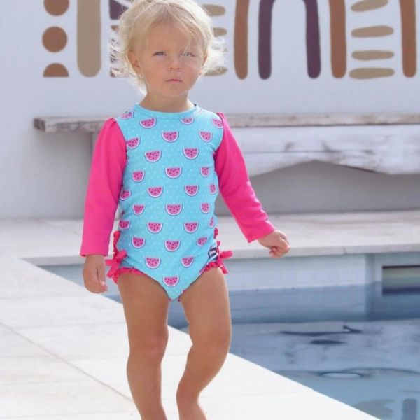 TicTasTogs Nappy Change Swimsuit - Dotty Watermelon