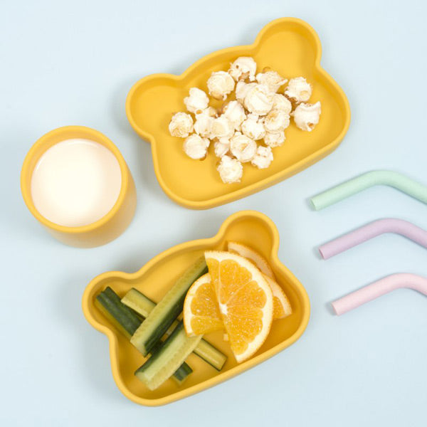 We Might Be Tiny Snackie Silicone Bowl + Plate - Bear - Yellow