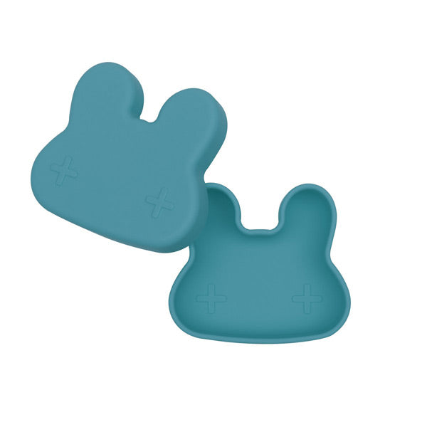 We Might Be Tiny Snackie Silicone Bowl + Plate - Bunny - Blue Dusk