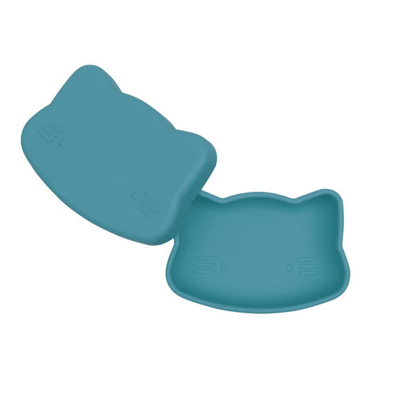 We Might Be Tiny Snackie Silicone Bowl + Plate - Cat - Blue Dusk