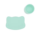 We Might Be Tiny Snackie Silicone Bowl + Plate - Cat - Minty Green