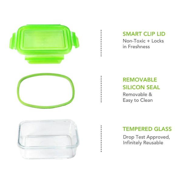 Wean Green Glass Snack Cubes 210ml - Garden - Four Pack