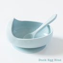 Wild Indiana Silicone Baby Bowl and Spoon Set - Duck Egg Blue