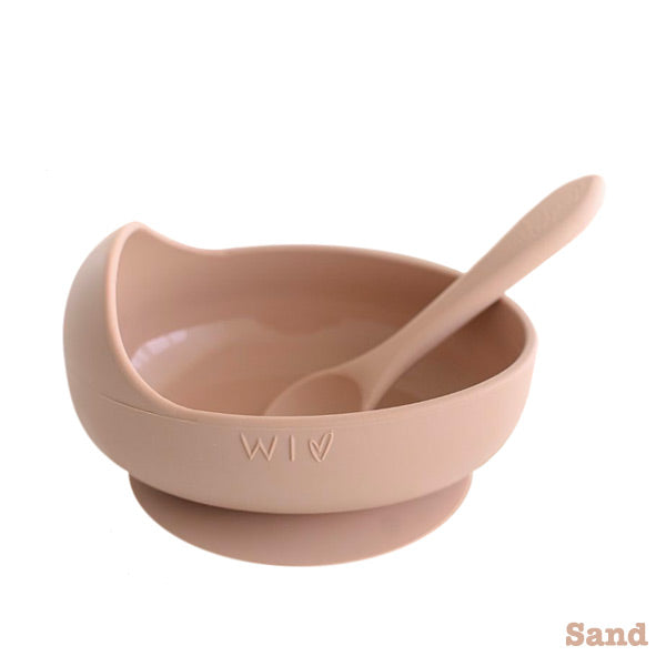 Wild Indiana Silicone Baby Bowl and Spoon Set - Sand