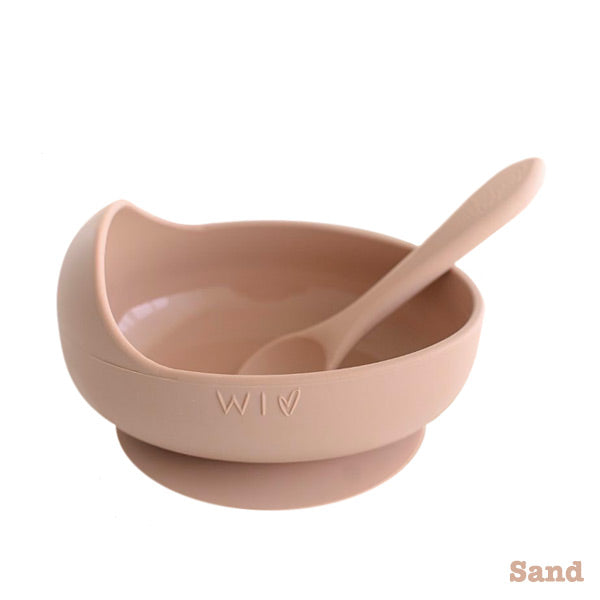 Wild Indiana Silicone Baby Bowl and Spoon Set - Sand