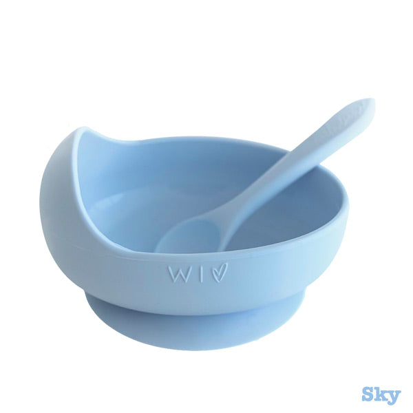 Wild Indiana Silicone Baby Bowl and Spoon Set - Sky