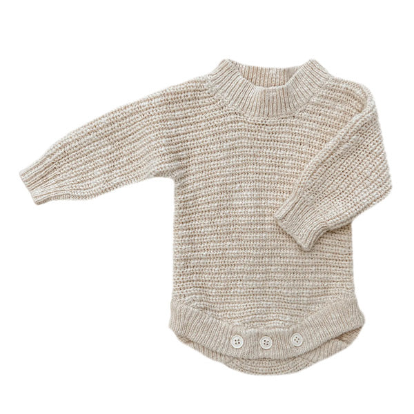 Ziggy Lou Heirloom Textured Chunky Knit Romper - Honey