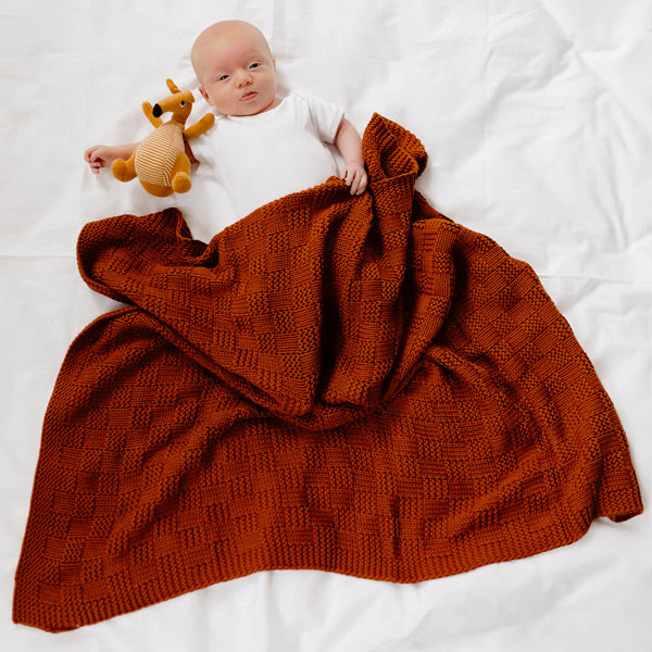 di LUSSO Living Freya Knit Baby Blanket - Rust