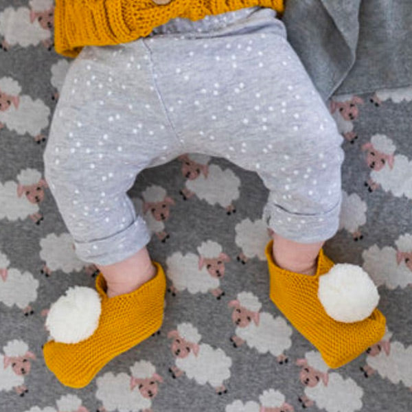 di LUSSO Living Knit Baby Booties - Mustard