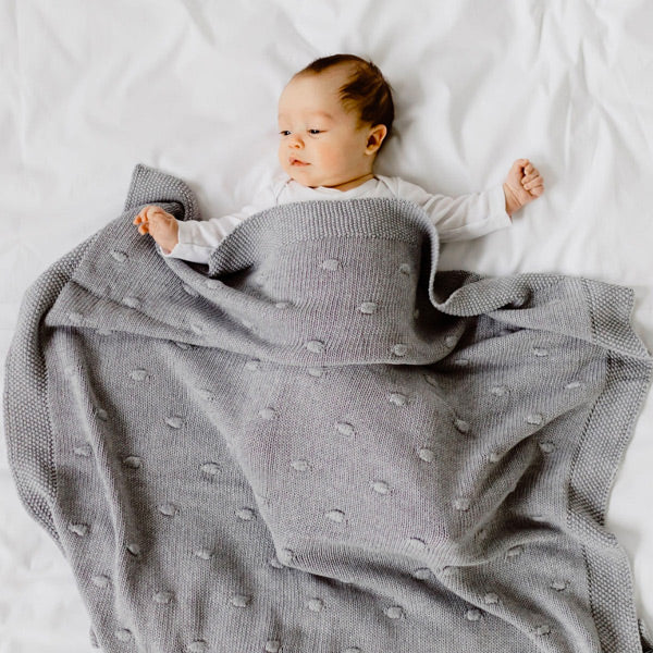 di LUSSO Living Marshmallow Knit Baby Blanket - Grey